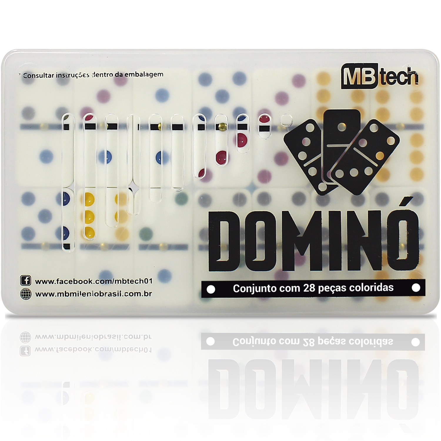 Dominó Dominoes Profissional com 28 Peças 9mm + Baralho MB Teach com 108  Cartas