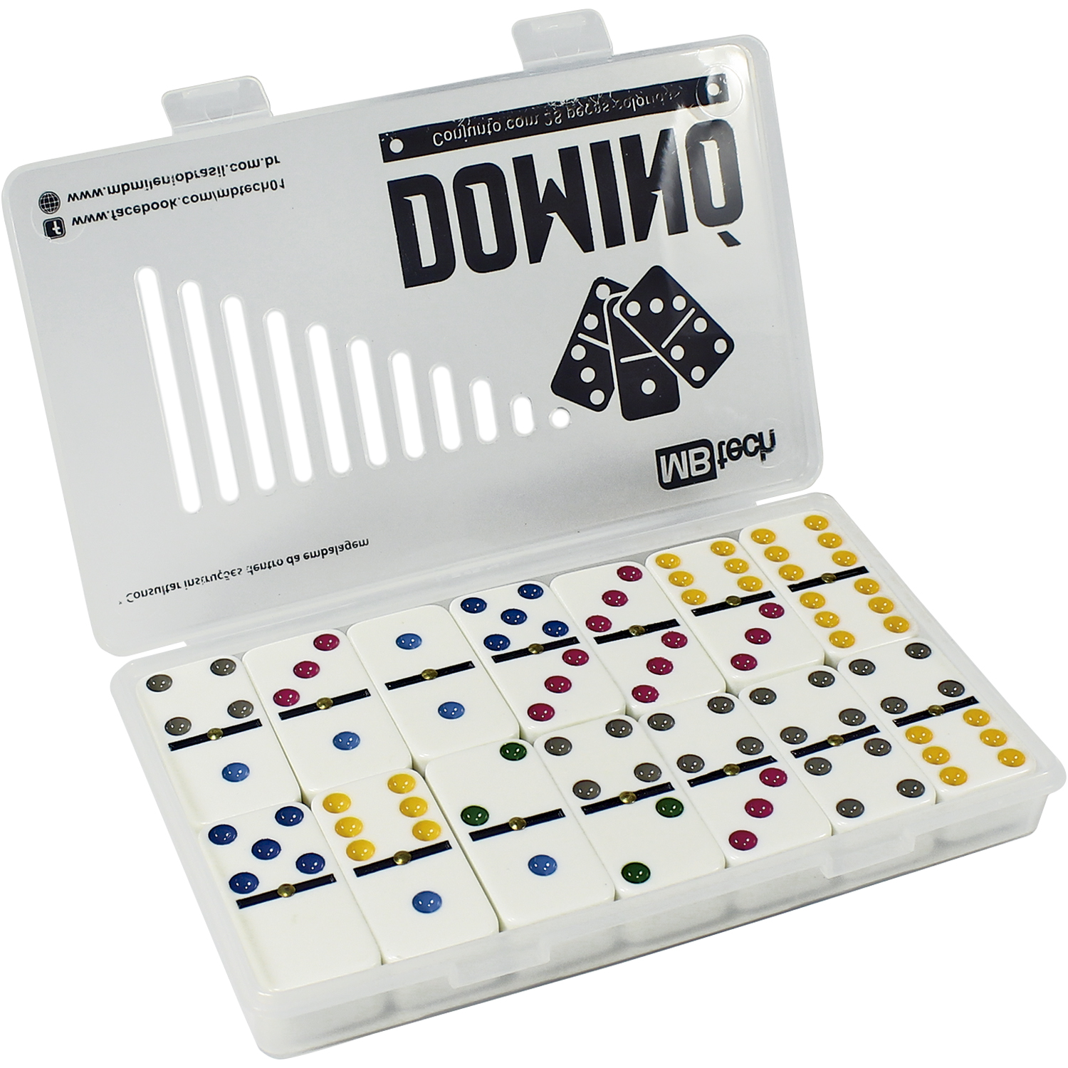 Jogo de Dominó com 28 Dominós Colorido com 12 Instruções